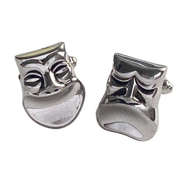 Vintage COMEDY & TRAGEDY Masks Theater Theatre Performing Arts Men's Cufflinks - Picture 5 of 9